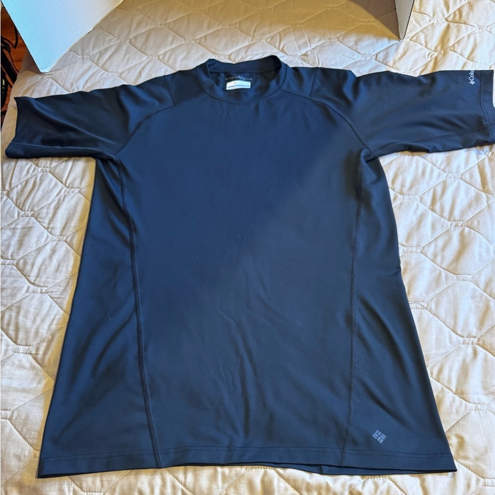 Columbia Shirt Mens Omni Shade Sun Protection Black Short Sleeves Outdoors SZ LG